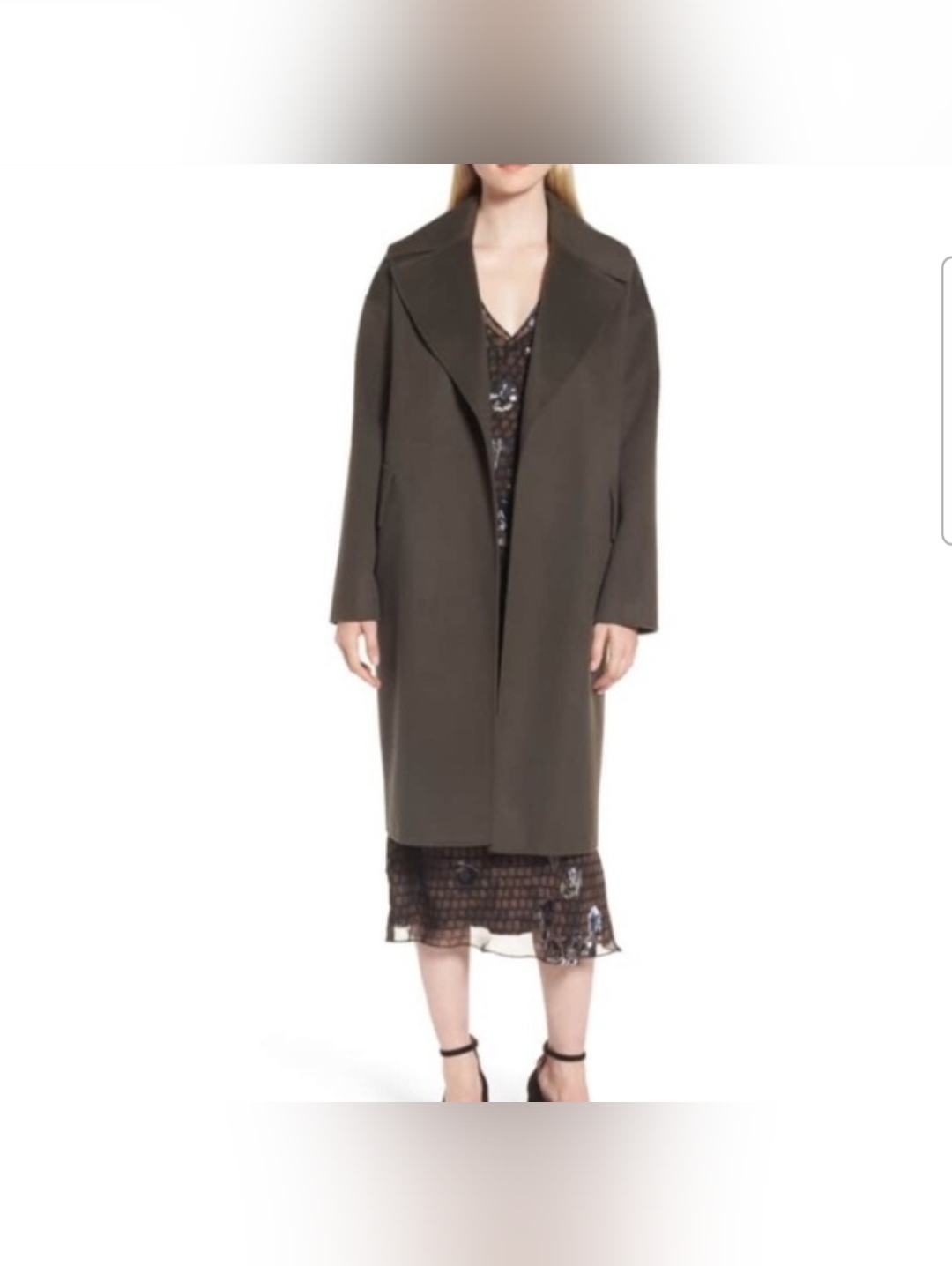 Lewit | Double Face Wool And Cashmere Open Front Coat In Olive Tuscan